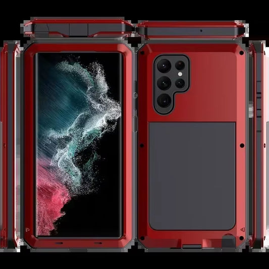 Case for Samsung S26 S25 S24 Ultra plus Note 20 Ultra Case Heavy Duty Protection Doom Armor Metal Aluminum Phone Luxury Cover